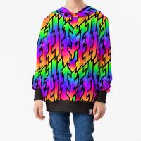 Stoff Baumwolle Sweatshirtstoff abstrakt Design geometrische Muster schwarz multicolor bunt Kinderstoff Kleiderstoff Bild 6