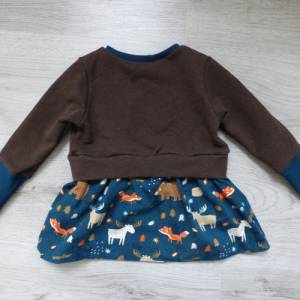 Girly Sweater/Mädchenshirt/Sweatshirt/Bio-Stoffe/mit Schößchen/Waldtiere/Petrol/braun/Pullover Bild 5