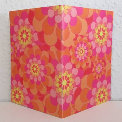 Notizheftchen Flower-Power Retroblumen, DIN A6 Notizheft blanko, Paperback mit Softcover