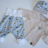 Baby Set - Jacke, Pumphose & Mütze Blau/ Hellbeige Gr. 62/68 Bild 1