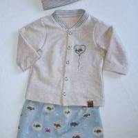 Baby Set - Jacke, Pumphose & Mütze Blau/ Hellbeige Gr. 62/68 Bild 2