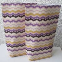 5 Geschenktüten ZickZack-Wellen, Bodenbeutel-Papiertüten mit farbigen Muster Bild 1