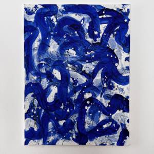 Abstrakte Wellen Malerei - Originale Acryl Kunst - 60x80cm - Wanddekor - Interieur - blau, weiß, gold, schwarz - Wasser, Bild 1