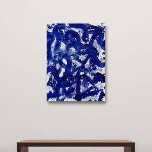 Abstrakte Wellen Malerei - Originale Acryl Kunst - 60x80cm - Wanddekor - Interieur - blau, weiß, gold, schwarz - Wasser, Bild 7