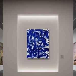 Abstrakte Wellen Malerei - Originale Acryl Kunst - 60x80cm - Wanddekor - Interieur - blau, weiß, gold, schwarz - Wasser, Bild 8
