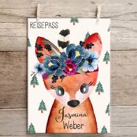 Reisepasshülle mit Namen, Reisepasstasche, personalisierte Reisepass Hülle Fuchs Mädchen Bild 1