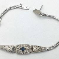 Traumhaftes 935 Silber ART DECO Armband - mit Saphir um 1925 Bild 3