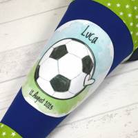 Schultüte aus Stoff grün mit Name Fußball Zuckertüte 70cm oder 85cm blau Bild 3