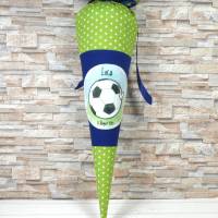 Schultüte aus Stoff grün mit Name Fußball Zuckertüte 70cm oder 85cm blau Bild 4