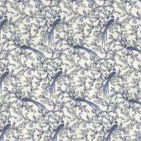 Westfalenstoffe Versailles cremeweiß blau Vögel 100% Baumwolle Webware Webstoff Bild 1