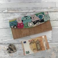 Geldbörse, Geldbeutel, Geldtasche, Canvas, Katzenmeer, bunt, Kork Bild 3