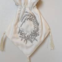 Kleines weiße Handtasche aus Baumwolle/Lyocell mit Silberstickerei Bild 3