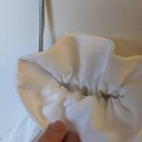 Kleines weiße Handtasche aus Baumwolle/Lyocell mit Silberstickerei Bild 7