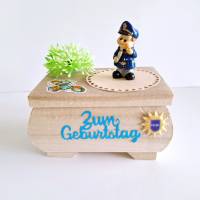Geldgeschenk Polizist Polizistin Geburtstag Holzkästchen Geschenk Verpackung Bild 2