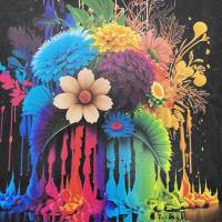 Kunstleder Panel, 30x30 cm, Blumenbouquet Rainbow Bild 2