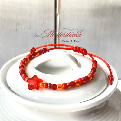 Freundschaftsarmbändchen Fußkettchen rot handgefertigt