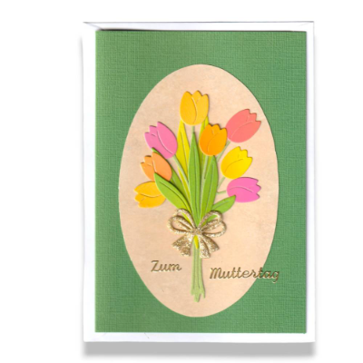 Karte, Glückwunschkarte, Klappkarte, Grußkarte, Faltkarte, Tulpen, Zum Muttertag, Blumenstrauß, Blumen