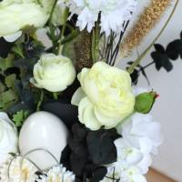 Frühlingsdeko Tischgesteck Osterdeko weiß silberfarbig edel Bild 3