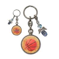 Metall Schlüsselanhänger mit Name und Basketball Motiv | abnehmbarer Schutzengel in 3 Farben zur Auswahl Bild 6