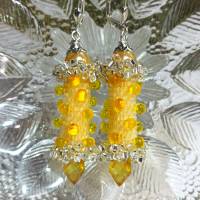 Ohrringe gelb Glasperlen Silber handgemacht Muttertag Bild 4