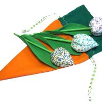 Geschenkbeutel Set *Karotte & Tulpen* Frühling Ostern Baumwolle mit Tunnelzug Bild 3