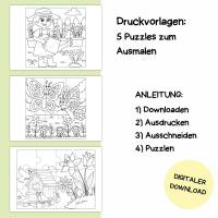 Bastelvorlage Puzzle für Kinder - Druckvorlage - Bastelideen zum Selberdrucken - Bastelbuch - Digitaler Download Bild 2