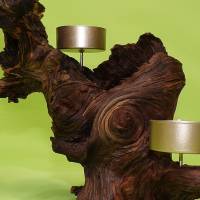 Wildholz Kerzenhalter aus einer Baumwurzel auf Schiefer Bild 4