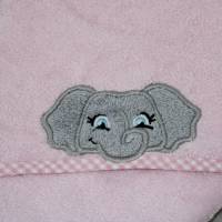 Kapuzenhandtuch mit Namen bestickt / Geschenk zur Geburt  / Kapuzenhandtuch Baby/Elefant Handtuch Bild 3