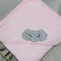 Kapuzenhandtuch mit Namen bestickt / Geschenk zur Geburt  / Kapuzenhandtuch Baby/Elefant Handtuch Bild 4