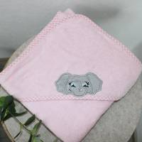 Kapuzenhandtuch mit Namen bestickt / Geschenk zur Geburt  / Kapuzenhandtuch Baby/Elefant Handtuch Bild 5