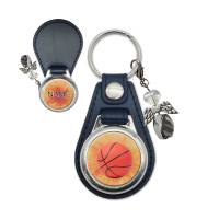 Metall Kunstleder Schlüsselanhänger mit Name und Basketball Motiv | abnehmbarer Schutzengel in 3 Farben zur Auswahl Bild 5