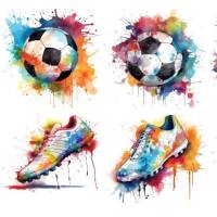 Bügelbilder Bügelmotiv Fußball Ball Schuhe Sport bunt Junge Mädchen Höhe 10cm Bild 1