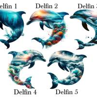 Bügelbilder Bügelmotiv Delfin Fisch Meer Ozean Junge Mädchen Höhe 15cm Bild 2