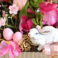 Frühlingsdeko Tischgesteck rosa silberfarbig edel Hase Bild 7