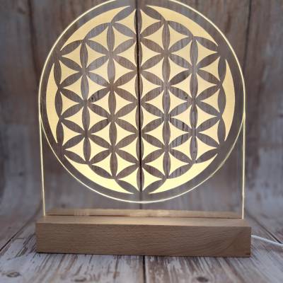 Beleuchtetes Schild, Blume des Lebens, Nachtlicht, beleuchtetes Acrylglas