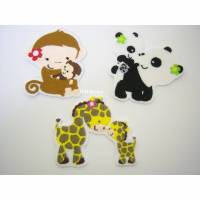 Applikation Set 3teilig- Aufnäher Zootiere, Mama mit Baby, Affenliebe, Giraffenliebe, Schultütenapplis zum aufbügeln Bild 1