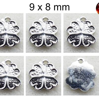 Anhänger - silber - Kleeblatt -  ca. 9x8mm - Messing