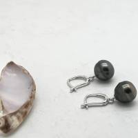 Geschenk Tahiti-Perlen-Ohrringe schwarz, fast rund 10 x10,5 mm 925 Silberhaken Geburtstag Muttertag Bild 4