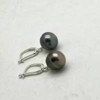 Geschenk Tahiti-Perlen-Ohrringe schwarz, fast rund 10 x10,5 mm 925 Silberhaken Geburtstag Muttertag Bild 5
