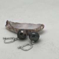 Geschenk Tahiti-Perlen-Ohrringe schwarz, fast rund 10 x10,5 mm 925 Silberhaken Geburtstag Muttertag Bild 6