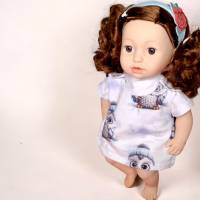 Tunika für 43cm Puppe mit bezaubernden Eulen - Handgefertigt Bild 2