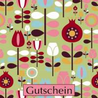 10 Postkarten 'Gutschein' 70er Garten, mit stilisierten Frühlingsblumen Bild 1