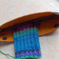 Nadelgarage, Nadelsafe, Nadeltasche für 15 cm lange Sockennadeln, mit Strick-Motiven, i love knitting Bild 5