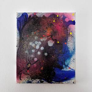 Buntes abstraktes Acryl Gemälde auf Leinwand | „Beautiful Mind“ | 25x30cm | fluoreszierende Neonkunst | einzigartige ori Bild 1