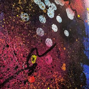 Buntes abstraktes Acryl Gemälde auf Leinwand | „Beautiful Mind“ | 25x30cm | fluoreszierende Neonkunst | einzigartige ori Bild 2