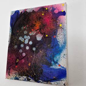 Buntes abstraktes Acryl Gemälde auf Leinwand | „Beautiful Mind“ | 25x30cm | fluoreszierende Neonkunst | einzigartige ori Bild 3
