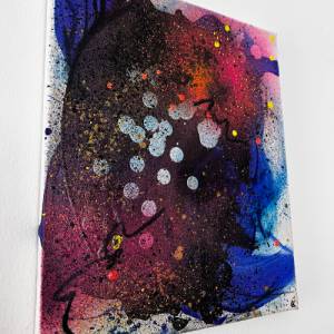 Buntes abstraktes Acryl Gemälde auf Leinwand | „Beautiful Mind“ | 25x30cm | fluoreszierende Neonkunst | einzigartige ori Bild 4