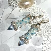 Ohrringe blau pastell Glasperlen an Silber handgemacht türkis Bild 1