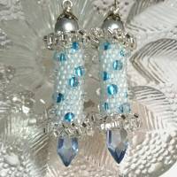 Ohrringe blau pastell Glasperlen an Silber handgemacht türkis Bild 10