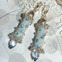Ohrringe blau pastell Glasperlen an Silber handgemacht türkis Bild 2